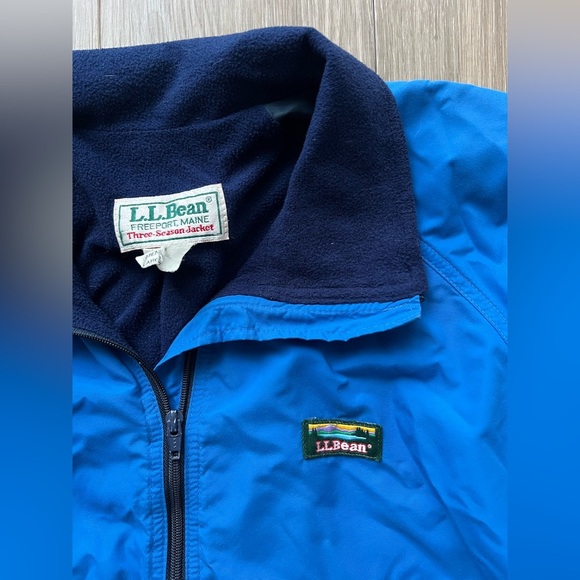 Vintage LL Bean Three Season Jacket Fleeced Lined Blue Men's Size Large - Picture 6 of 8
